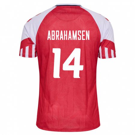 Kandiny Mujer Camiseta Dinamarca Mads Abrahamsen #14 Rojo 1ª Equipación 24-26 La Camisa Chile