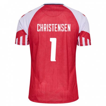 Kandiny Mujer Camiseta Dinamarca Lene Christensen #1 Rojo 1ª Equipación 24-26 La Camisa Chile