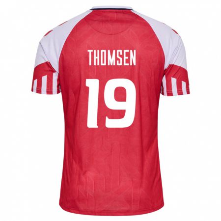 Kandiny Mujer Camiseta Dinamarca Janni Thomsen #19 Rojo 1ª Equipación 24-26 La Camisa Chile
