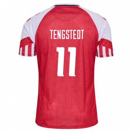 Kandiny Mujer Camiseta Dinamarca Casper Tengstedt #11 Rojo 1ª Equipación 24-26 La Camisa Chile
