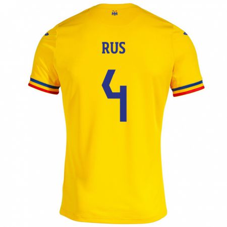 Kandiny Mujer Camiseta Rumania Adrian Rus #4 Amarillo 1ª Equipación 24-26 La Camisa Chile