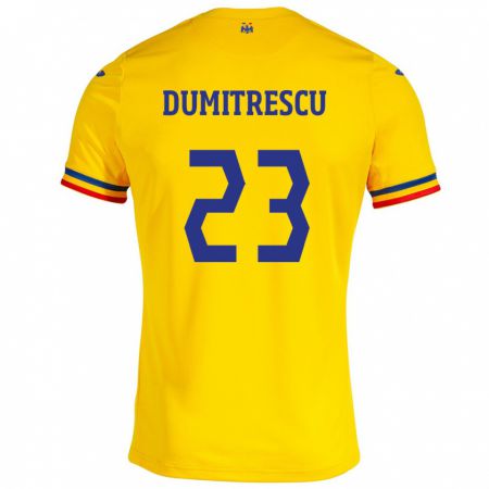 Kandiny Mujer Camiseta Rumania Andres Dumitrescu #23 Amarillo 1ª Equipación 24-26 La Camisa Chile