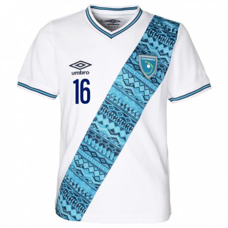Kandiny Mujer Camiseta Guatemala Jemery Myvett #16 Blanco 1ª Equipación 24-26 La Camisa Chile