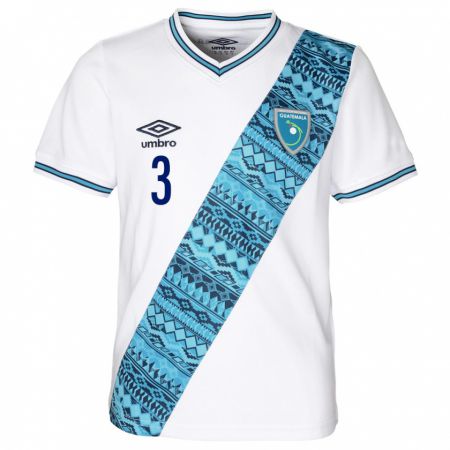 Kandiny Mujer Camiseta Guatemala Carlos Estrada #3 Blanco 1ª Equipación 24-26 La Camisa Chile