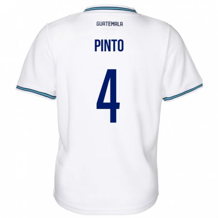 Kandiny Mujer Camiseta Guatemala José Carlos Pinto #4 Blanco 1ª Equipación 24-26 La Camisa Chile