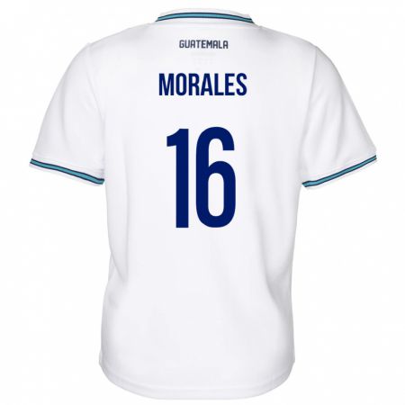 Kandiny Mujer Camiseta Guatemala José Morales #16 Blanco 1ª Equipación 24-26 La Camisa Chile