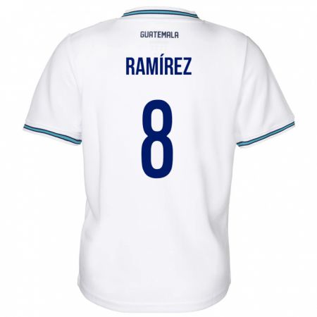 Kandiny Mujer Camiseta Guatemala Dennis Ramírez #8 Blanco 1ª Equipación 24-26 La Camisa Chile