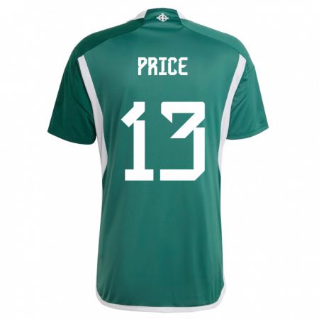 Kandiny Mujer Camiseta Irlanda Del Norte Isaac Price #13 Verde 1ª Equipación 24-26 La Camisa Chile