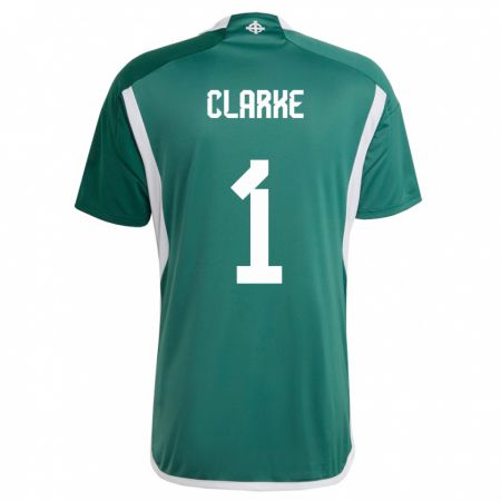 Kandiny Mujer Camiseta Irlanda Del Norte Josh Clarke #1 Verde 1ª Equipación 24-26 La Camisa Chile
