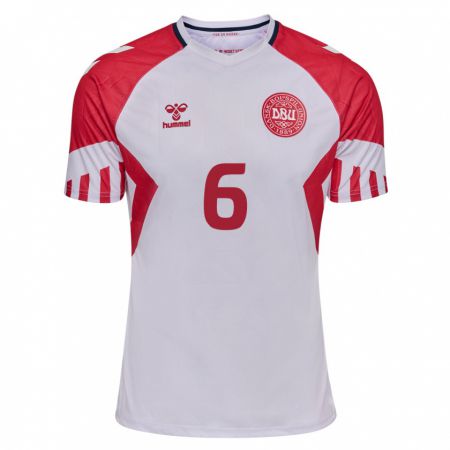 Kandiny Mujer Camiseta Dinamarca William Clem #6 Blanco 2ª Equipación 24-26 La Camisa Chile