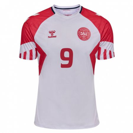 Kandiny Mujer Camiseta Dinamarca Martin Braithwaite #9 Blanco 2ª Equipación 24-26 La Camisa Chile