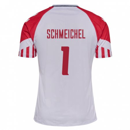 Kandiny Mujer Camiseta Dinamarca Kasper Schmeichel #1 Blanco 2ª Equipación 24-26 La Camisa Chile