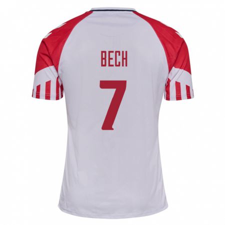 Kandiny Mujer Camiseta Dinamarca Tobias Bech #7 Blanco 2ª Equipación 24-26 La Camisa Chile