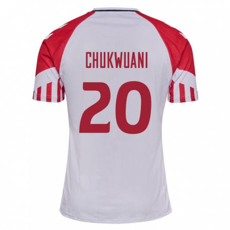 Kandiny Mujer Camiseta Dinamarca Tochi Chukwuani #20 Blanco 2ª Equipación 24-26 La Camisa Chile