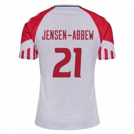 Kandiny Mujer Camiseta Dinamarca Jonas Jensen-Abbew #21 Blanco 2ª Equipación 24-26 La Camisa Chile