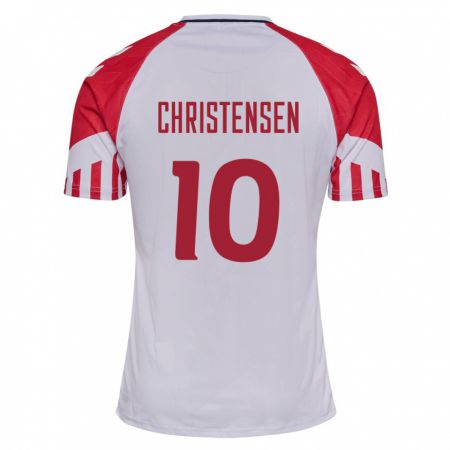 Kandiny Mujer Camiseta Dinamarca Gustav Christensen #10 Blanco 2ª Equipación 24-26 La Camisa Chile