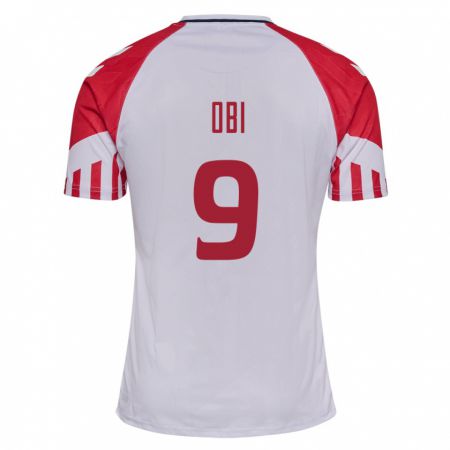 Kandiny Mujer Camiseta Dinamarca Chido Obi #9 Blanco 2ª Equipación 24-26 La Camisa Chile