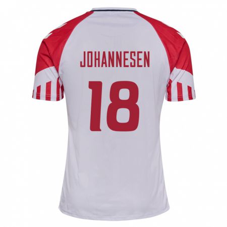 Kandiny Mujer Camiseta Dinamarca Sofus Johannesen #18 Blanco 2ª Equipación 24-26 La Camisa Chile