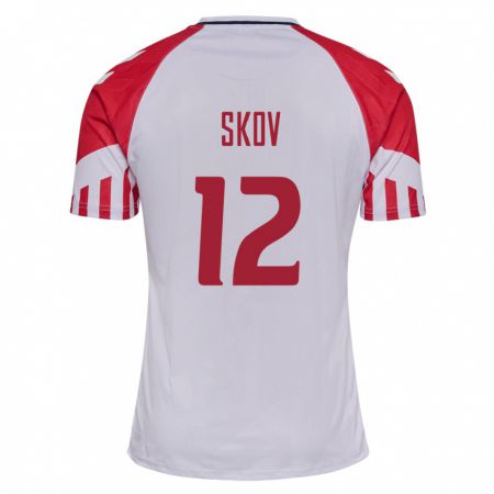 Kandiny Mujer Camiseta Dinamarca Robert Skov #12 Blanco 2ª Equipación 24-26 La Camisa Chile
