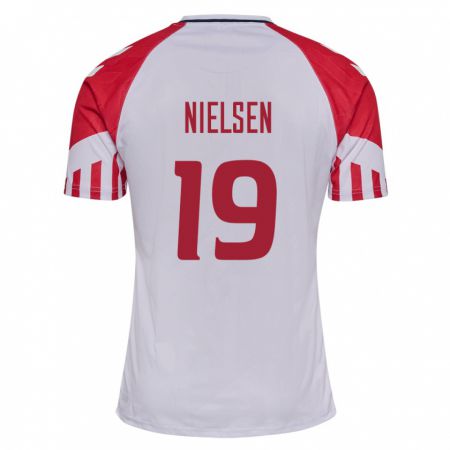 Kandiny Mujer Camiseta Dinamarca Casper Nielsen #19 Blanco 2ª Equipación 24-26 La Camisa Chile