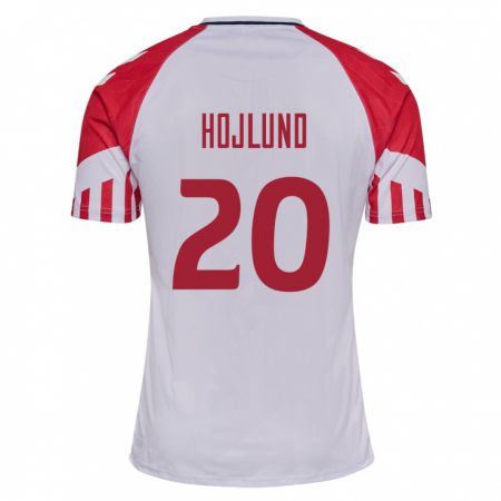 Kandiny Mujer Camiseta Dinamarca Rasmus Hojlund #20 Blanco 2ª Equipación 24-26 La Camisa Chile
