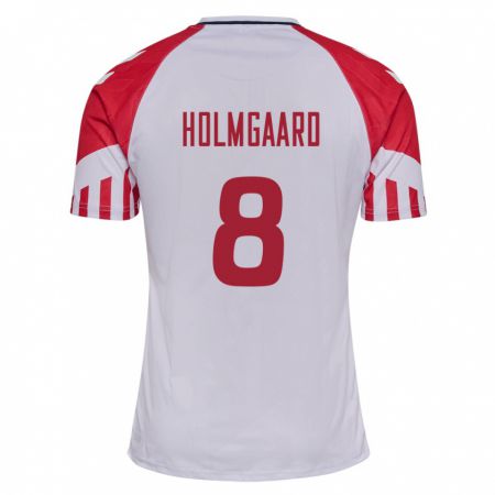 Kandiny Mujer Camiseta Dinamarca Sara Holmgaard #8 Blanco 2ª Equipación 24-26 La Camisa Chile