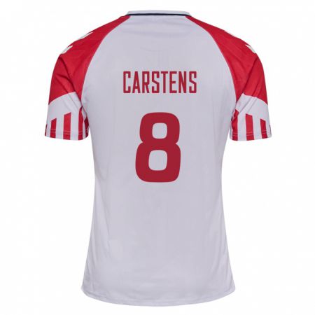 Kandiny Mujer Camiseta Dinamarca Signe Carstens #8 Blanco 2ª Equipación 24-26 La Camisa Chile