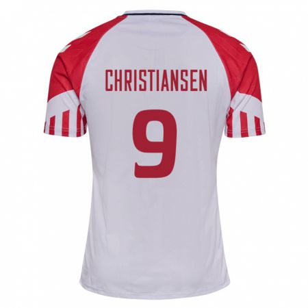 Kandiny Mujer Camiseta Dinamarca Nanna Christiansen #9 Blanco 2ª Equipación 24-26 La Camisa Chile
