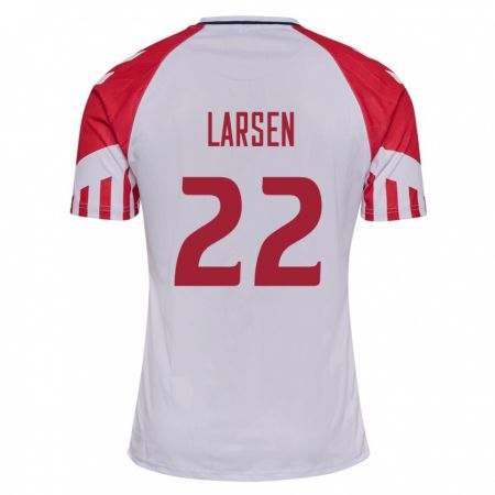 Kandiny Mujer Camiseta Dinamarca Kathrine Larsen #22 Blanco 2ª Equipación 24-26 La Camisa Chile