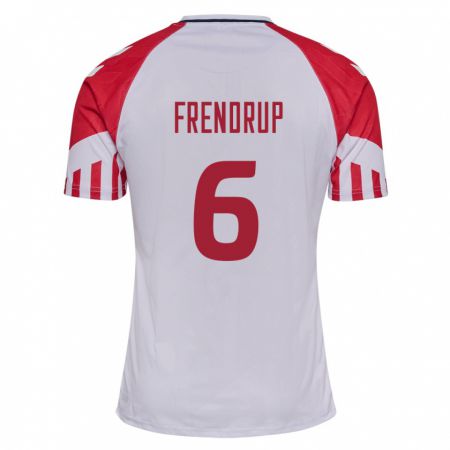 Kandiny Mujer Camiseta Dinamarca Morten Frendrup #6 Blanco 2ª Equipación 24-26 La Camisa Chile