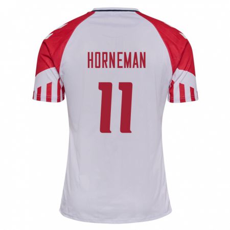Kandiny Mujer Camiseta Dinamarca Charly Horneman #11 Blanco 2ª Equipación 24-26 La Camisa Chile