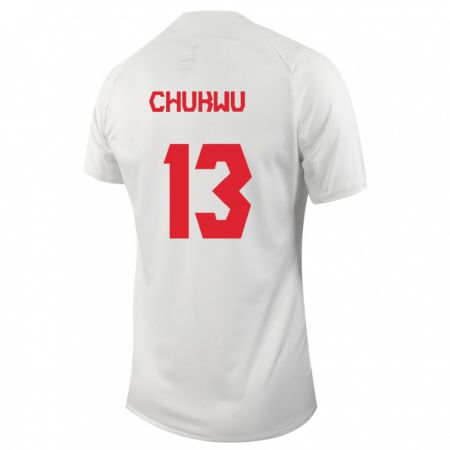 Kandiny Mujer Camiseta Canadá Richard Chukwu #13 Blanco 2ª Equipación 24-26 La Camisa Chile