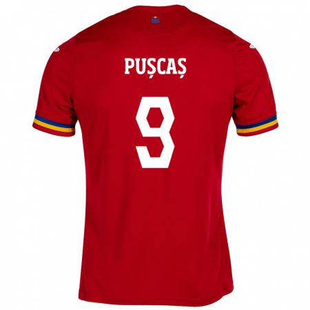 Kandiny Mujer Camiseta Rumania George Pușcaș #9 Rojo 2ª Equipación 24-26 La Camisa Chile