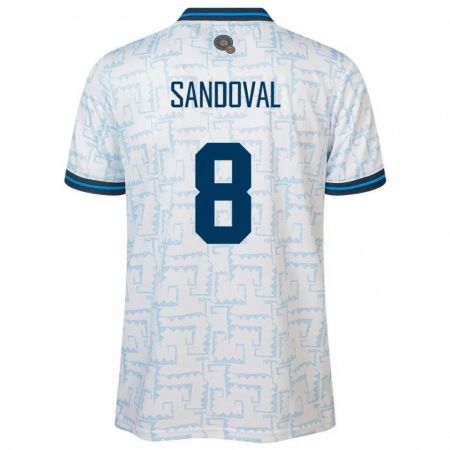 Kandiny Mujer Camiseta El Salvador Emerson Sandoval #8 Blanco 2ª Equipación 24-26 La Camisa Chile