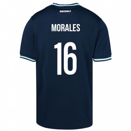 Kandiny Mujer Camiseta Guatemala José Morales #16 Azul 2ª Equipación 24-26 La Camisa Chile