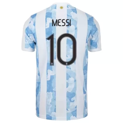Hombre Selección de fútbol de Argentina Camiseta Lionel Messi #10 1ª Equipación Azul Blanco 2021 Chile