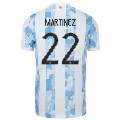 Mujer Selección de fútbol de Argentina Camiseta Lautaro Martinez #22 1ª Equipación Azul Blanco 2021 Chile
