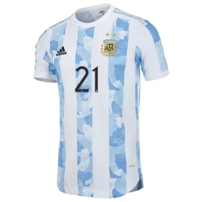 Niño Selección De Fútbol De Argentina Camiseta Angel Correa #21 1ª Equipación Azul Blanco 2021 Chile