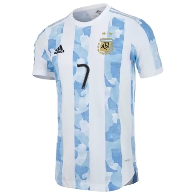 Mujer Selección De Fútbol De Argentina Camiseta Rodrigo De Paul #7 1ª Equipación Azul Blanco 2021 Chile