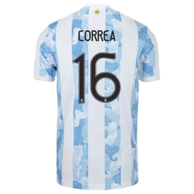 Hombre Selección de fútbol de Argentina Camiseta Joaquin Correa #16 1ª Equipación Azul Blanco 2021 Chile
