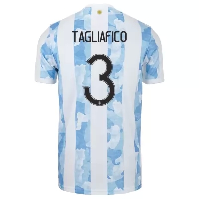 Hombre Selección de fútbol de Argentina Camiseta Nicolas Tagliafico #3 1ª Equipación Azul Blanco 2021 Chile