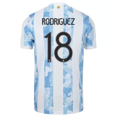 Mujer Selección de fútbol de Argentina Camiseta Guido Rodriguez #18 1ª Equipación Azul Blanco 2021 Chile