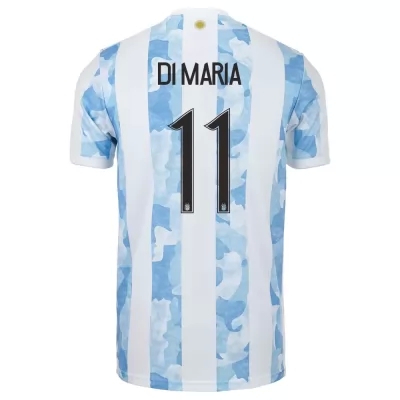 Mujer Selección de fútbol de Argentina Camiseta Angel Di Maria #11 1ª Equipación Azul Blanco 2021 Chile