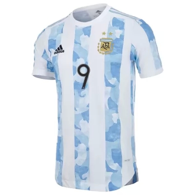 Mujer Selección De Fútbol De Argentina Camiseta Sergio Aguero #9 1ª Equipación Azul Blanco 2021 Chile