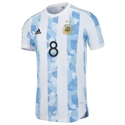 Mujer Selección De Fútbol De Argentina Camiseta Marcos Acuña #8 1ª Equipación Azul Blanco 2021 Chile