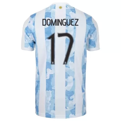 Hombre Selección de fútbol de Argentina Camiseta Nicolas Dominguez #17 1ª Equipación Azul Blanco 2021 Chile