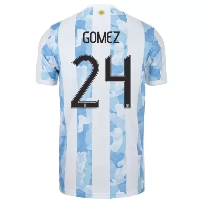 Hombre Selección de fútbol de Argentina Camiseta Papu Gomez #24 1ª Equipación Azul Blanco 2021 Chile
