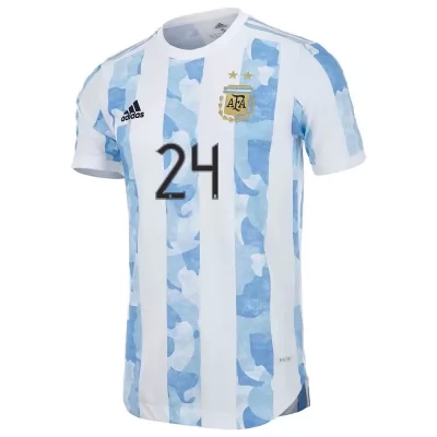 Mujer Selección De Fútbol De Argentina Camiseta Papu Gomez #24 1ª Equipación Azul Blanco 2021 Chile