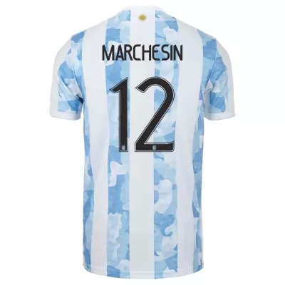 Mujer Selección de fútbol de Argentina Camiseta Agustin Marchesin #12 1ª Equipación Azul Blanco 2021 Chile