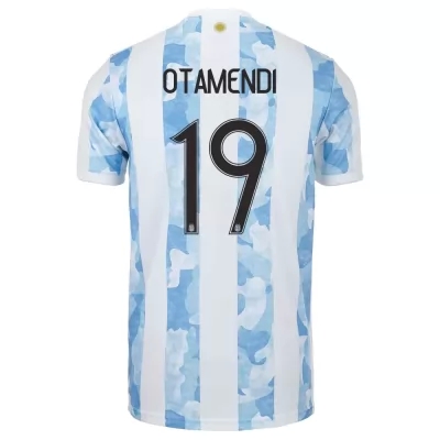 Mujer Selección de fútbol de Argentina Camiseta Nicolas Otamendi #19 1ª Equipación Azul Blanco 2021 Chile